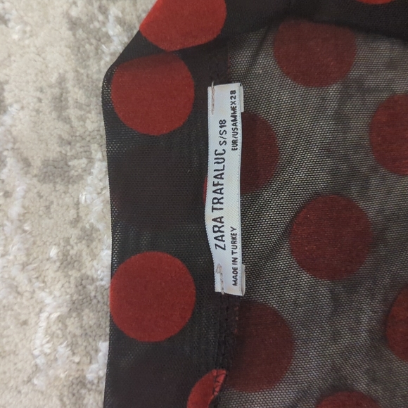 Red Polka Dot Black Blouse - Picture 3 of 4